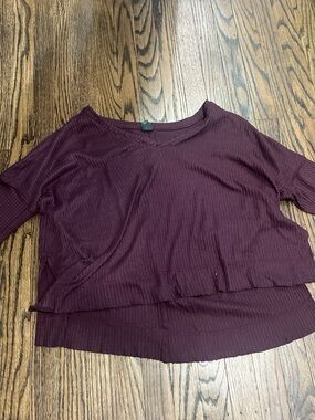 Target Womens Ribbed Layered Off-the-Shoulder Sweater in Burgundy